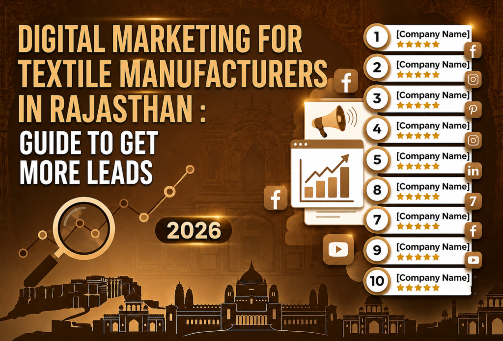 Digital Marketing for Textile Manufacturers in Rajasthan helping textile businesses improve online visibility, generate quality leads, increase website traffic, and grow through SEO, social media marketing, PPC campaigns, and digital branding strategies in 2026.